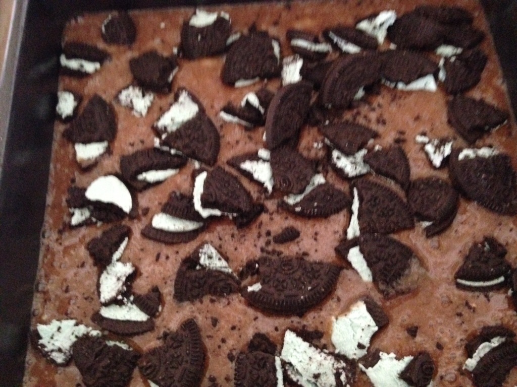 Mint Oreo Cookie Brownies.